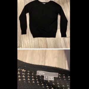 Vince cashmere blend open knit sweater black size small